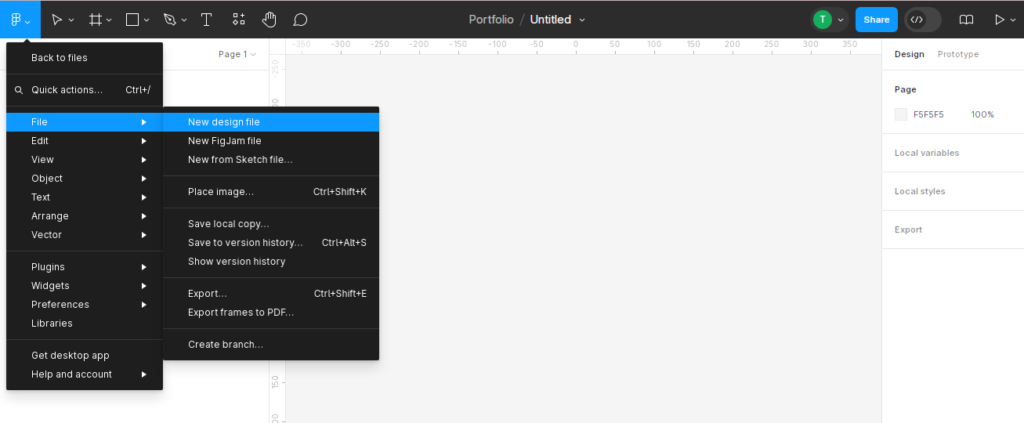 Open new file in figma